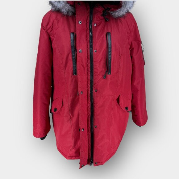 Mountain Ridge Mens 3XLT Red Winter Parka Faux Fur Hood - Picture 4 of 16